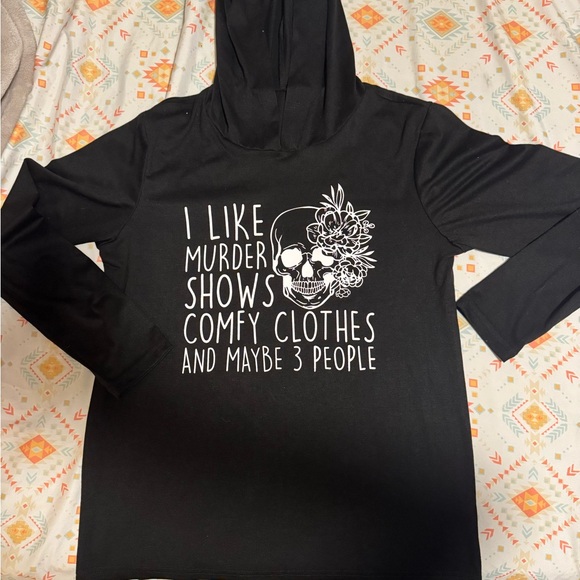 NWOT || Lightweight Black Hoodie with Skull Design (S) - Picture 1 of 6